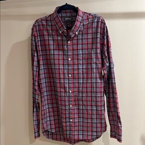 Bonobos Red and Blue Plaid Casual Button Down Shirt